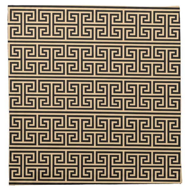 Greek Meander Key Square H Pattern Brown Cloth Napkin (Front)