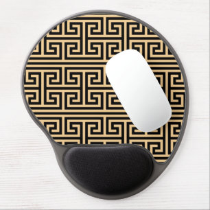 Greek Meander Key Square H Pattern Brown Gel Mouse Pad