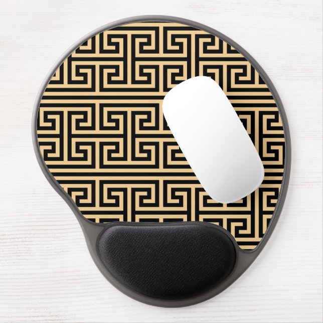 Greek Meander Key Square H Pattern Brown Gel Mouse Pad (Left Side)