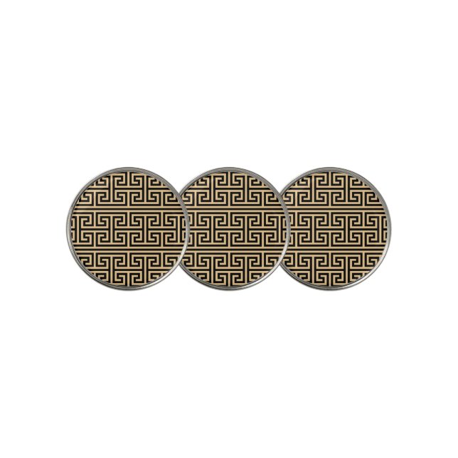 Greek Meander Key Square H Pattern Brown Golf Ball Marker (3 Up)