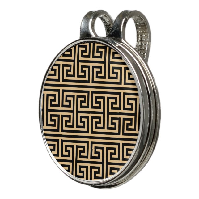 Greek Meander Key Square H Pattern Brown Golf Hat Clip (3/4)