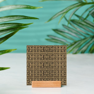 Greek Meander Key Square H Pattern Brown Holder