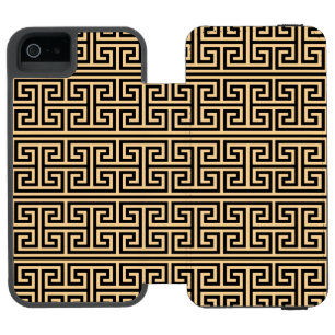 Greek Meander Key Square H Pattern Brown iPhone SE/5/5s Wallet Case
