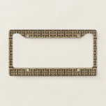 Greek Meander Key Square H Pattern Brown License Plate Frame