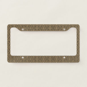 Greek Meander Key Square H Pattern Brown License Plate Frame