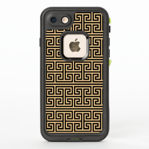 Greek Meander Key Square H Pattern Brown
