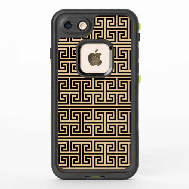 Greek Meander Key Square H Pattern Brown LifeProof iPhone Case (Back)