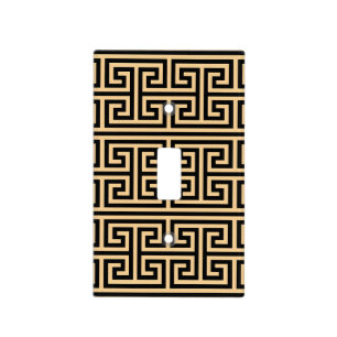 Greek Meander Key Square H Pattern Brown Light Switch Cover