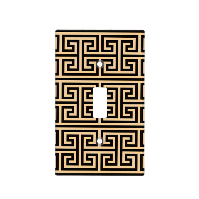 Greek Meander Key Square H Pattern Brown Light Switch Cover (Front)