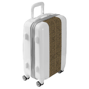Greek Meander Key Square H Pattern Brown Luggage