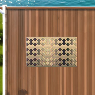 Greek Meander Key Square H Pattern Brown Outdoor Rug
