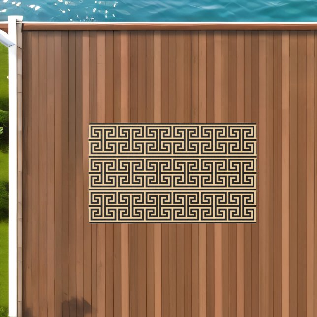 Greek Meander Key Square H Pattern Brown Outdoor Rug (Insitu (Outdoor 1))