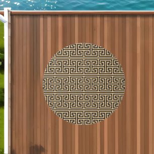 Greek Meander Key Square H Pattern Brown Outdoor Rug