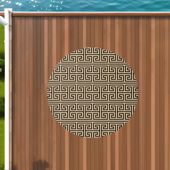 Greek Meander Key Square H Pattern Brown Outdoor Rug (Insitu (Outdoor 1))
