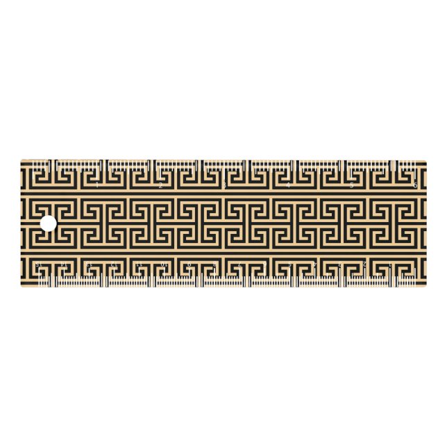 Greek Meander Key Square H Pattern Brown Ruler (Front)