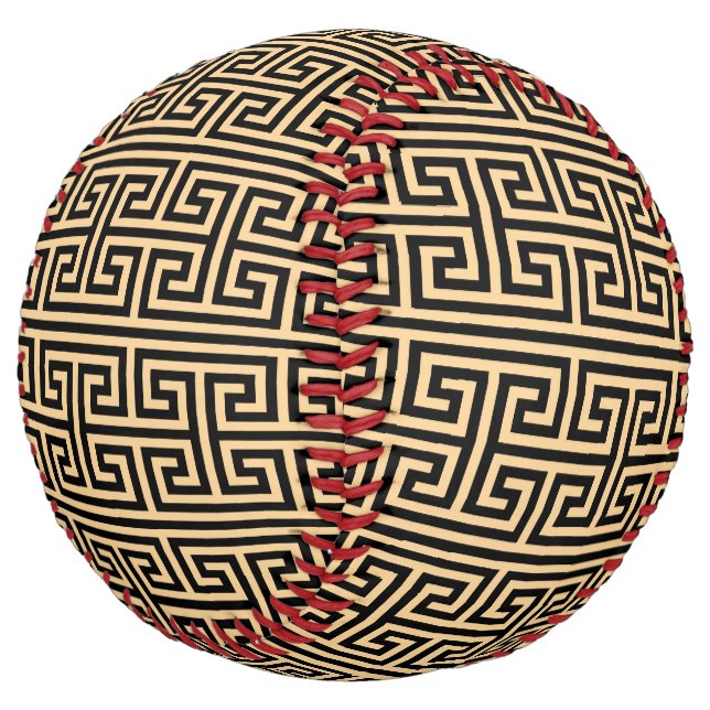 Greek Meander Key Square H Pattern Brown Softball (Angled)