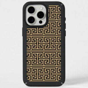 Greek Meander Key Square H Pattern Brown iPhone 15 Pro Max Case