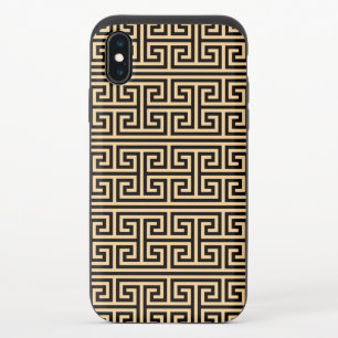 Greek Meander Key Square H Pattern Brown iPhone XS Slider Case