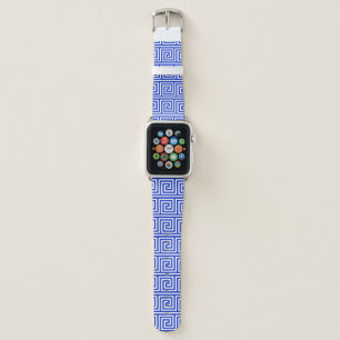 Greek Meander Key Squares Pattern Blue Apple Watch Band