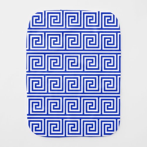 Greek Meander Key Squares Pattern Blue Baby Burp Cloth