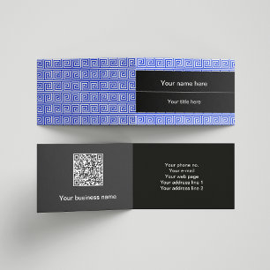 Greek Meander Key Squares Pattern Blue Business Card