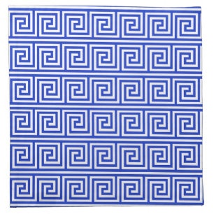 Greek Meander Key Squares Pattern Blue Cloth Napkin