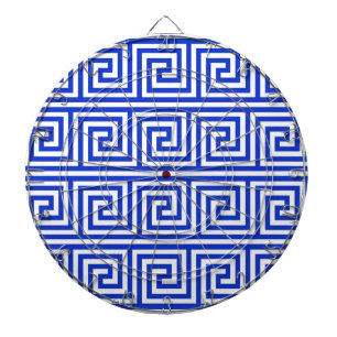 Greek Meander Key Squares Pattern Blue Dart Board