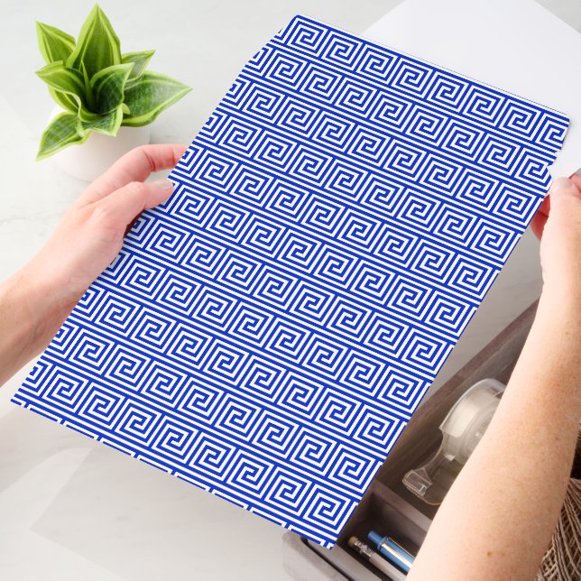 Greek Meander Key Squares Pattern Blue Envelope Mailers (Desk)