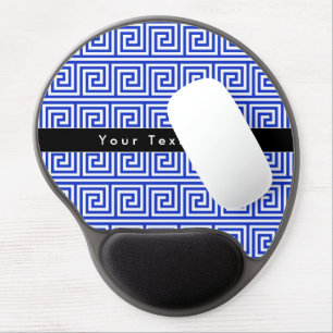 Greek Meander Key Squares Pattern Blue Gel Mouse Pad