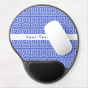 Greek Meander Key Squares Pattern Blue Gel Mouse Pad
