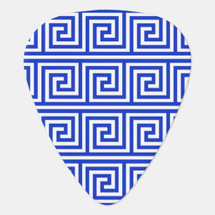Greek Meander Key Squares Pattern Blue Guitar Pick