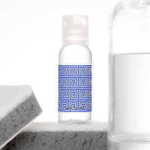 Greek Meander Key Squares Pattern Blue Hand Sanitizer