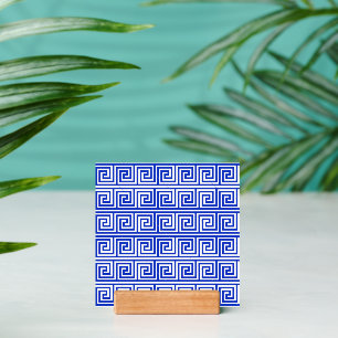 Greek Meander Key Squares Pattern Blue Holder