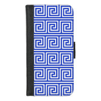 Greek Meander Key Squares Pattern Blue