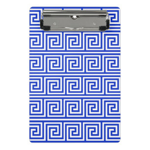 Greek Meander Key Squares Pattern Blue Mini Clipboard