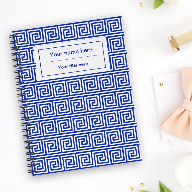 Greek Meander Key Squares Pattern Blue Notebook (Creator Uploaded)