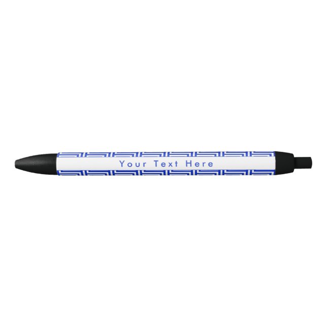 Greek Meander Key Squares Pattern Blue Pen (Front)