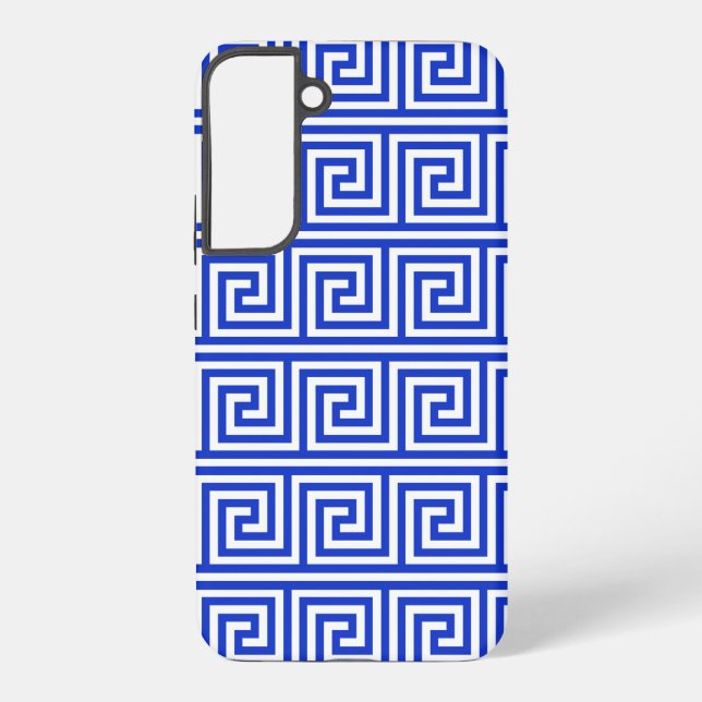 Greek Meander Key Squares Pattern Blue Samsung Galaxy Case (Back)