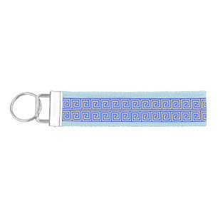 Greek Meander Key Squares Pattern Blue Wrist Keychain