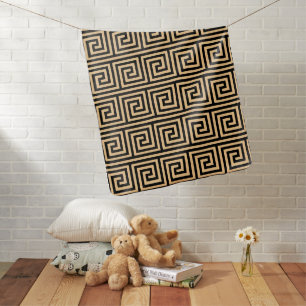 Greek Meander Key Squares Pattern Brown Baby Blanket