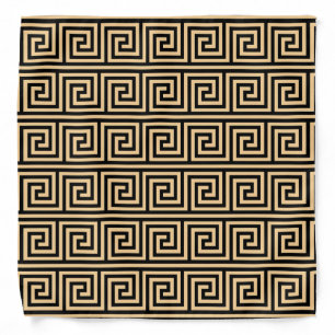 Greek Meander Key Squares Pattern Brown Bandana