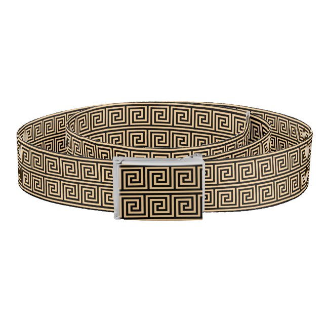 Greek Meander Key Squares Pattern Brown Belt (Coil)