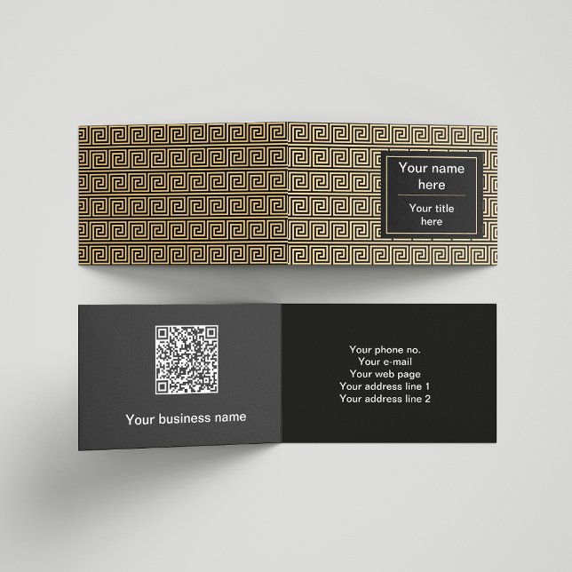Greek Meander Key Squares Pattern Brown Business Card (Creator Uploaded)