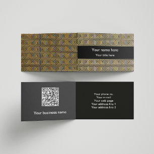 Greek Meander Key Squares Pattern Brown Business Card