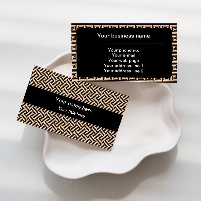 Greek Meander Key Squares Pattern Brown Business Card (Creator Uploaded)