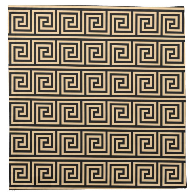 Greek Meander Key Squares Pattern Brown Cloth Napkin (Front)