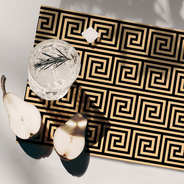 Greek Meander Key Squares Pattern Brown Cloth Placemat (Creator Uploaded)