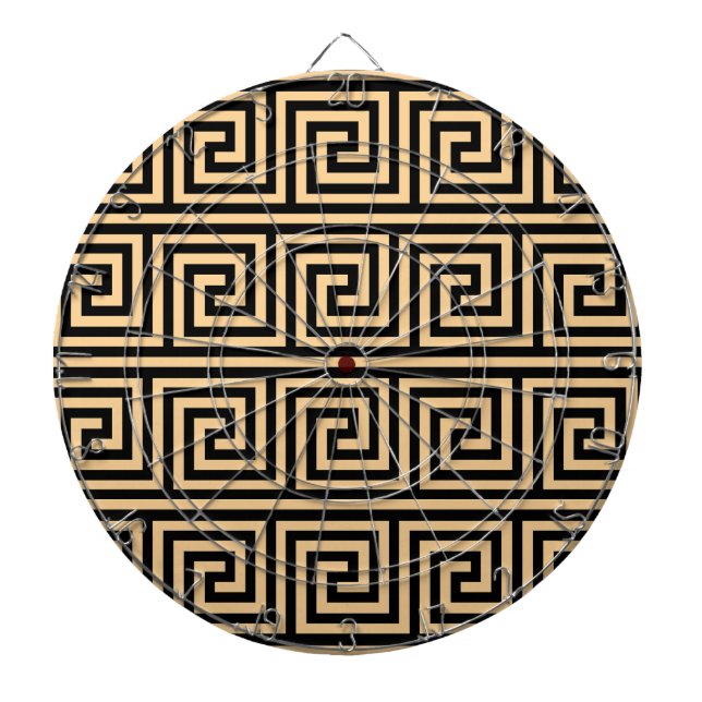 Greek Meander Key Squares Pattern Brown Dart Board (Front)