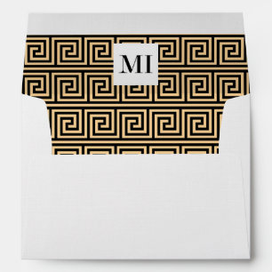 Greek Meander Key Squares Pattern Brown Envelope