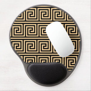 Greek Meander Key Squares Pattern Brown Gel Mouse Pad